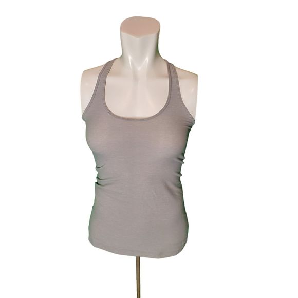 Lululemon Gray Cool Reversible Racerback Tank Contrast Stitch Reflective Logo 4 - Picture 3 of 7